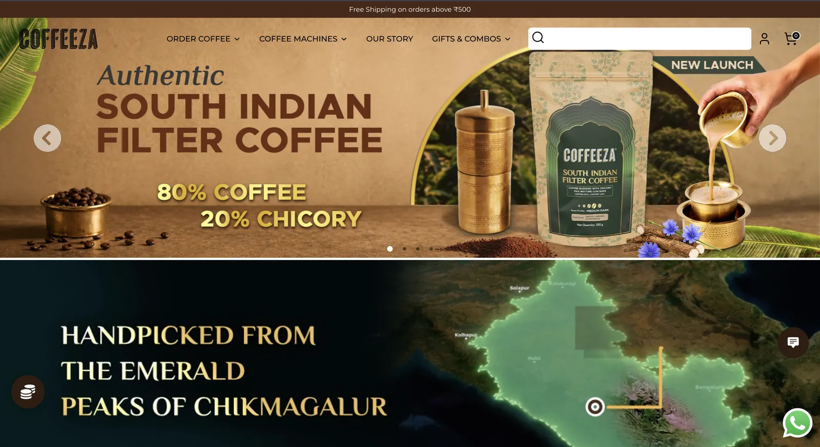 Coffeeza Shopify store featuring South Indian filter coffee
