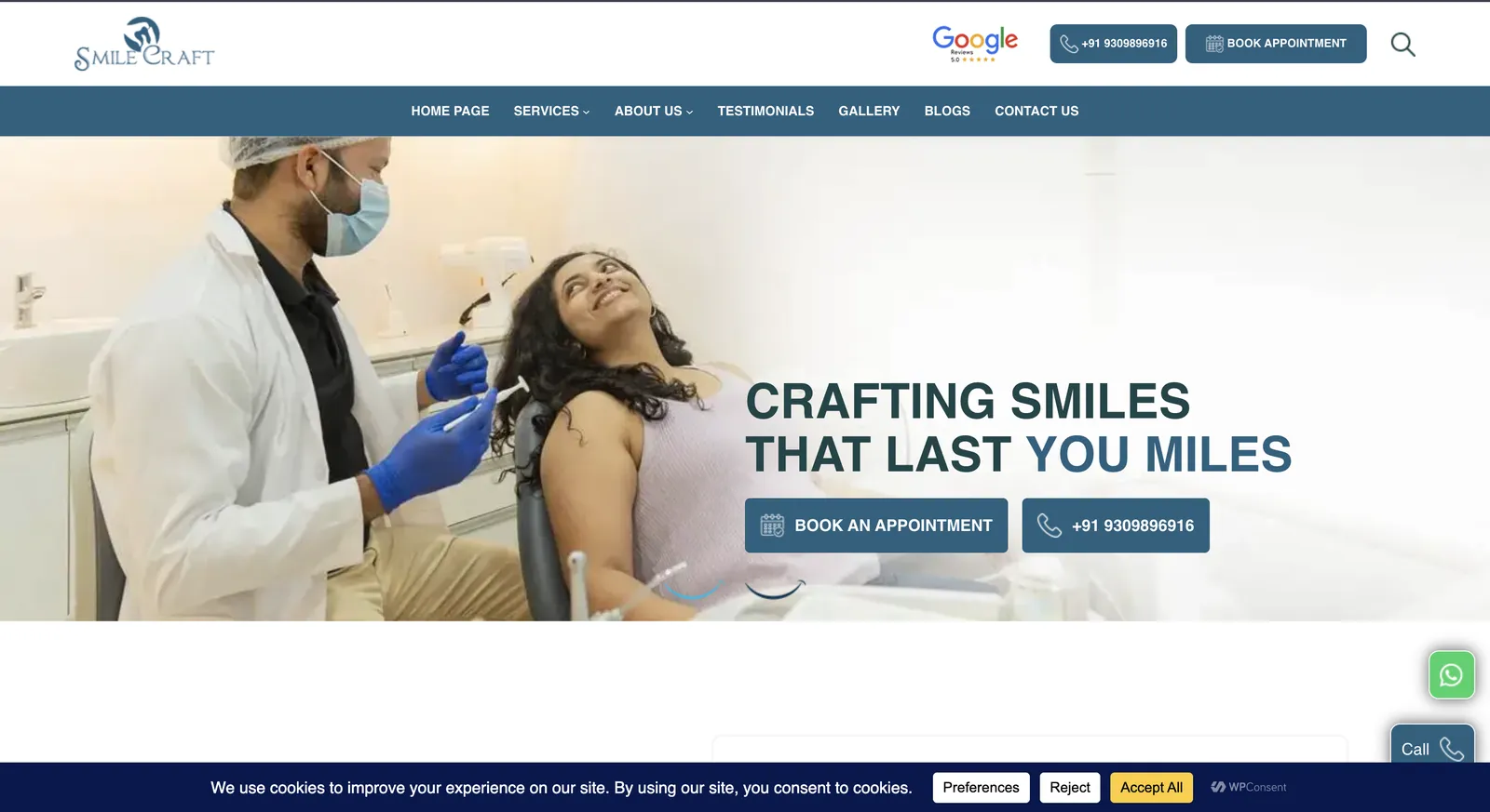 SmileCraft Goa dental clinic website